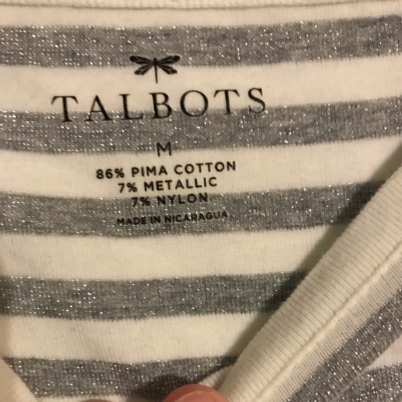 Talbots silver and white stripe top - Picture 2 of 4